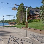Beach activity at lake resort in Michigan