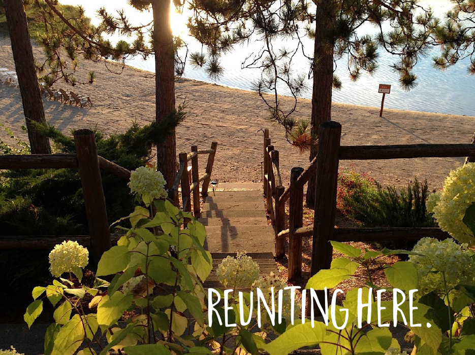 Beach entrance to family reunion resort in MIchigan