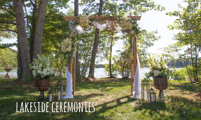 Northern Michigan wedding ceremony overlooking the water